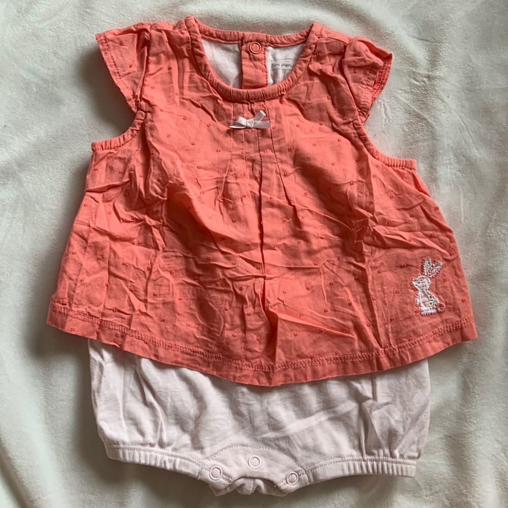 Orange baby girl romper